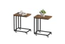 VASAGLE Beistelltisch 2-St. mit Rollen, C-Form, mobiler Kaffeetisch, 35 x 50 x 60 cm Bild 2