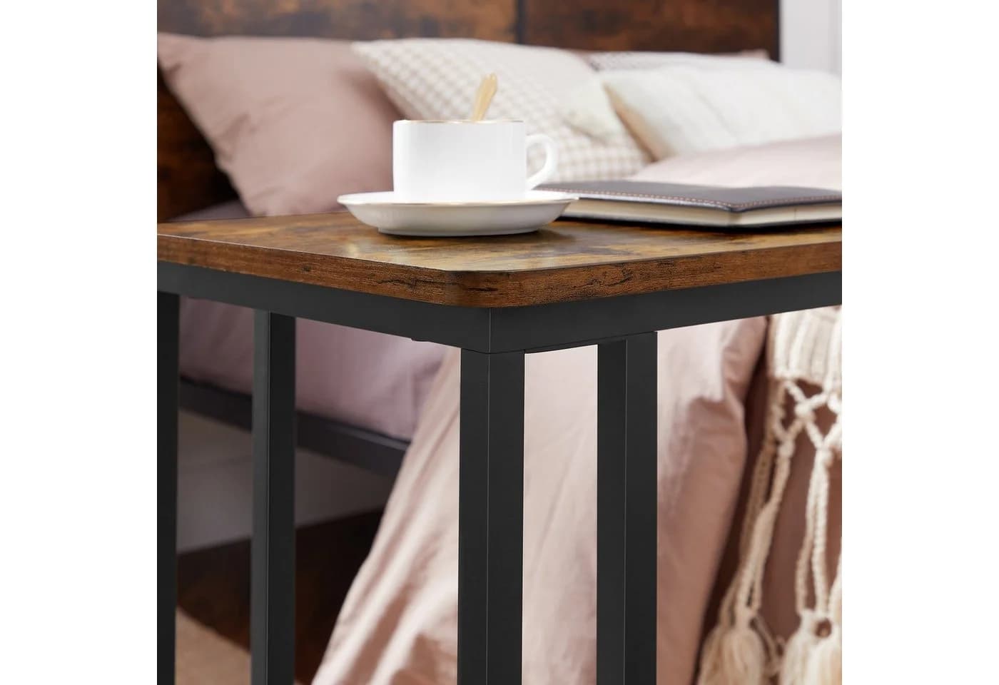 VASAGLE Beistelltisch 2-St. mit Rollen, C-Form, mobiler Kaffeetisch, 35 x 50 x 60 cm - Bild 5