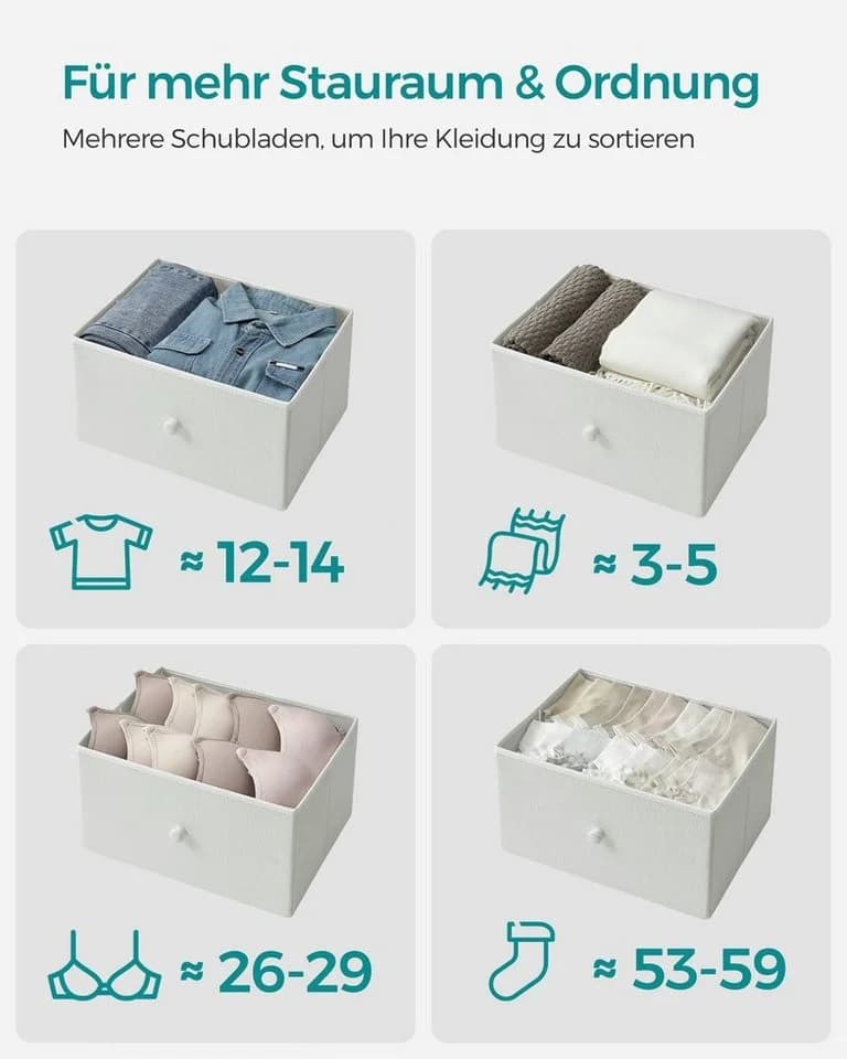 SONGMICS Kommode mit 6 Stoffschubladen Cremeweiß-Eichenfarben - Bild 4