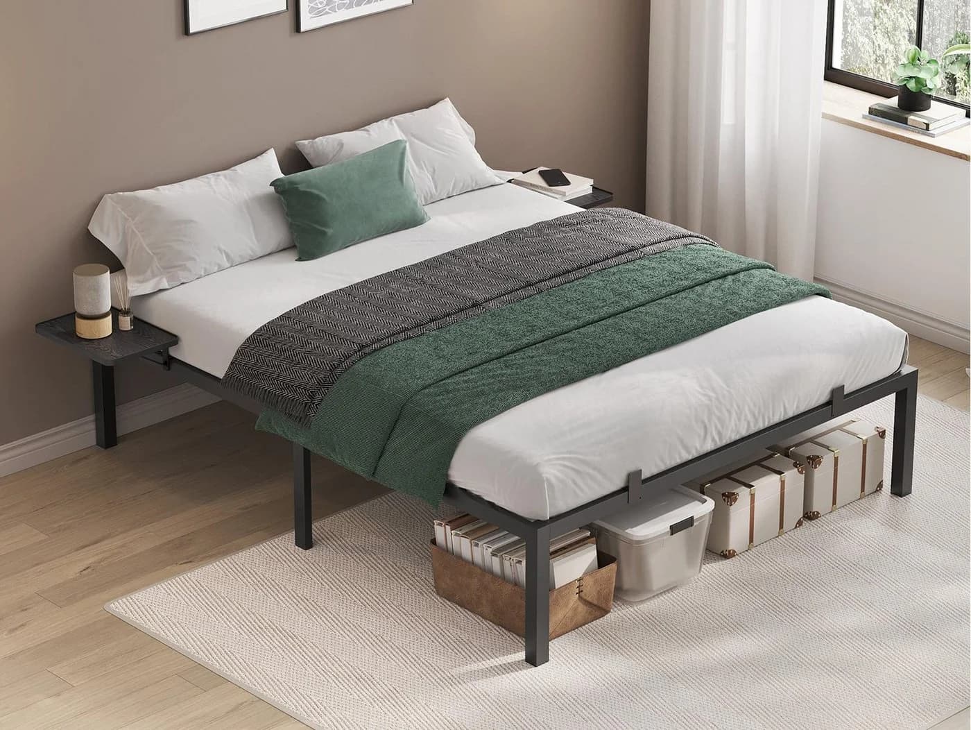 VASAGLE Bettgestell 160 x 200 cm Doppelbett Schwarz - Bild 2