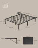 VASAGLE Bettgestell 160 x 200 cm Doppelbett Schwarz Bild 5