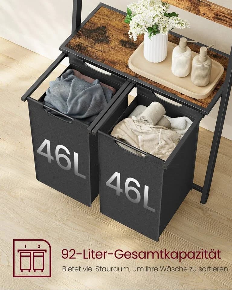 VASAGLE Wäschekorb mit Handtuchleiter Braun - Bild 3