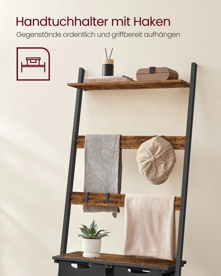 VASAGLE Wäschekorb mit Handtuchleiter Braun - Bild 4