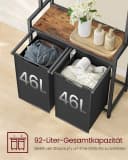 VASAGLE Wäschekorb 2 Fächer mit 2 Ablagen, Kleiderstange, abnehmbar, 2 x 46 L Bild 4