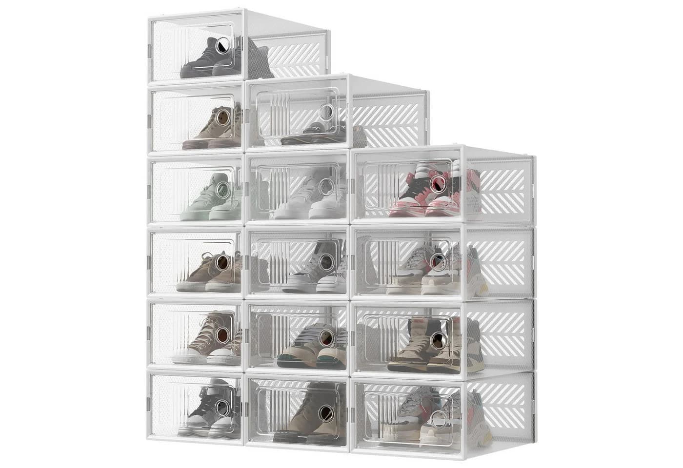 SONGMICS Schuhbox 12er Set Transparent Schwarz Aufbewahrungsbox - Bild 2