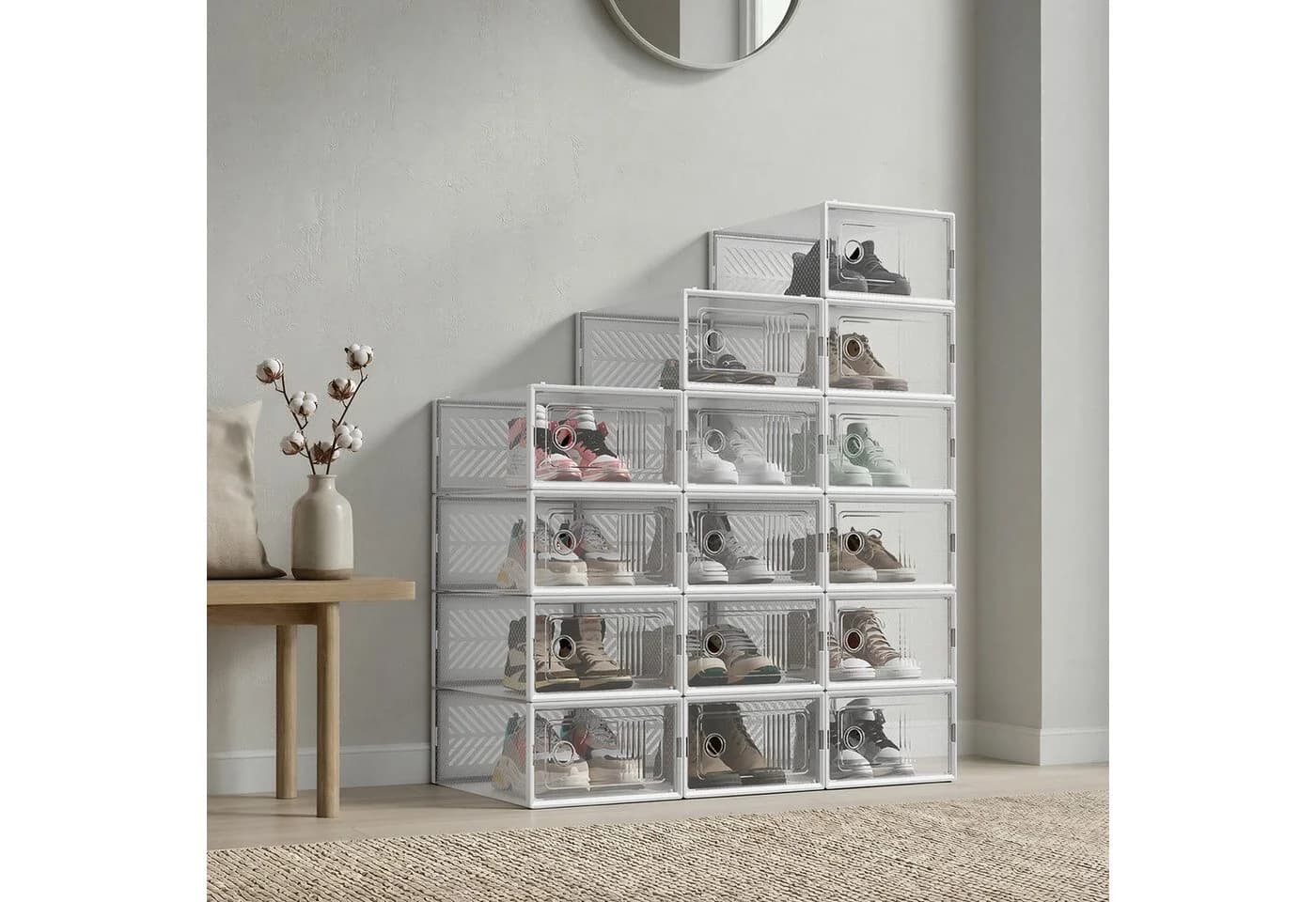 SONGMICS Schuhbox 12er Set Transparent Schwarz Aufbewahrungsbox - Bild 3
