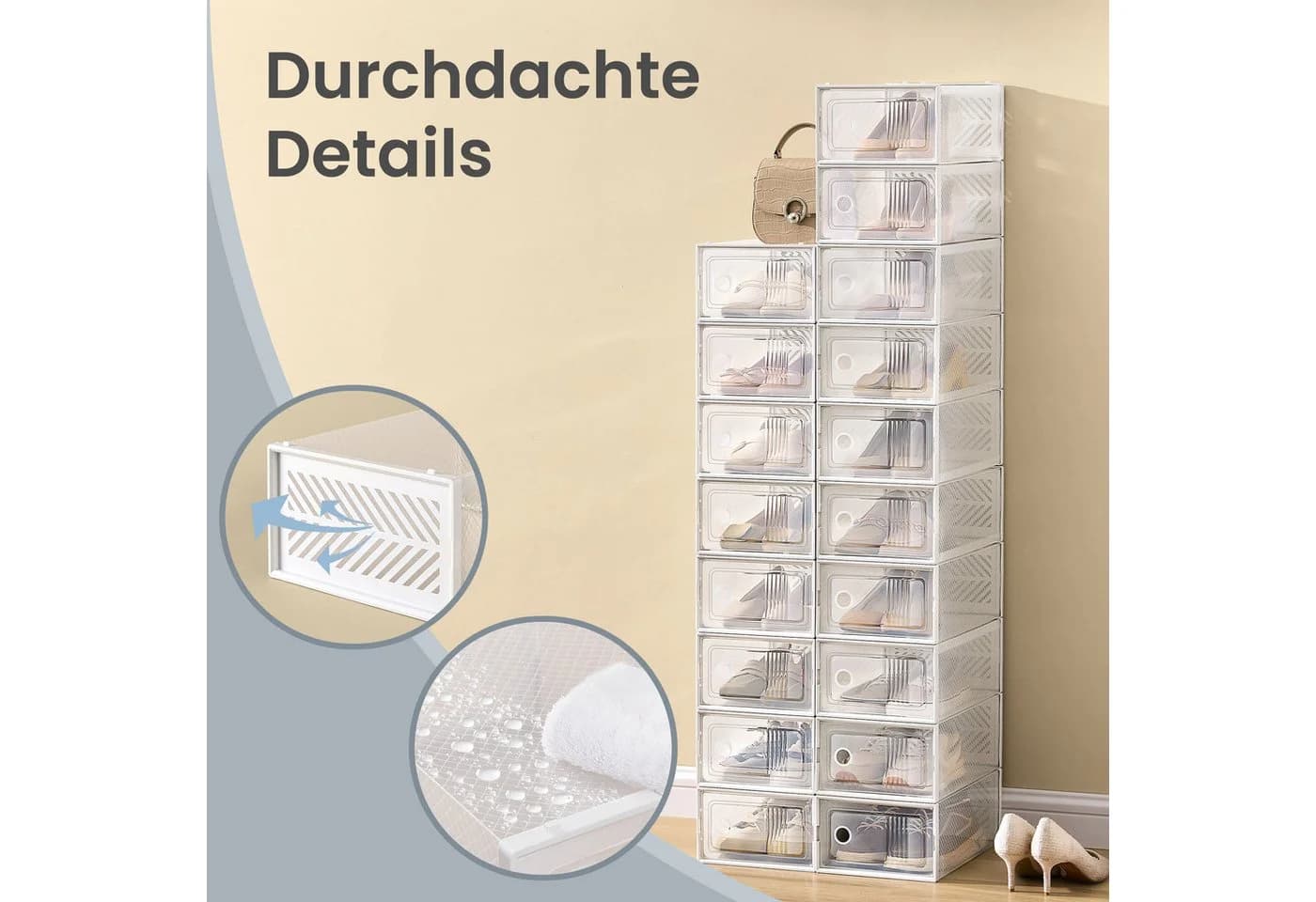 SONGMICS Schuhbox 12er Set Transparent Schwarz Aufbewahrungsbox - Bild 5