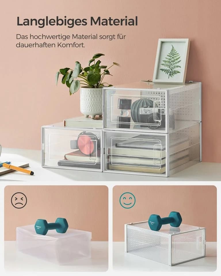 SONGMICS Schuhboxen 12 St. Transparent Kunststoff Faltbar Stapelbar - Bild 5