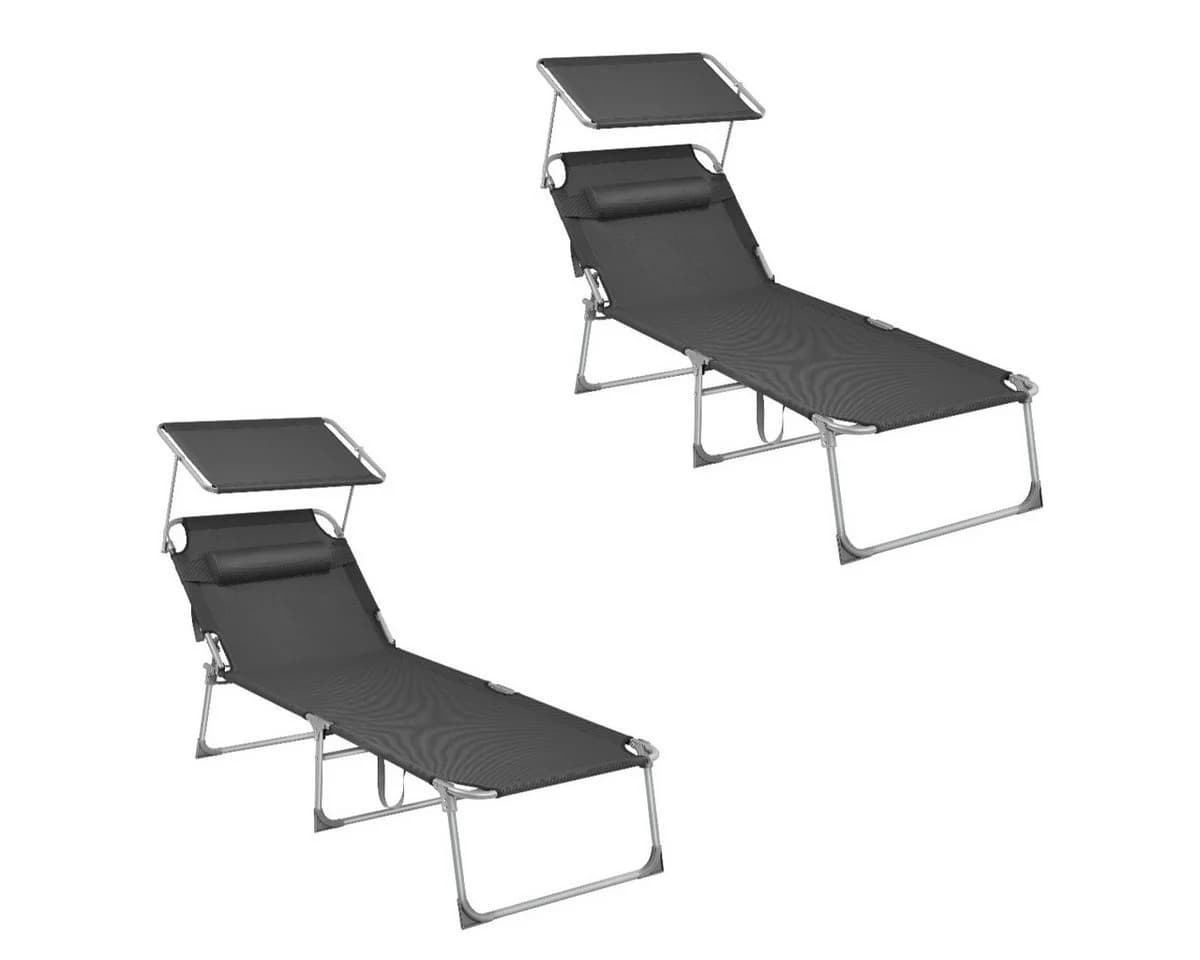 SONGMICS Gartenliege 2er Set Klappbar Anthrazit - Bild 2