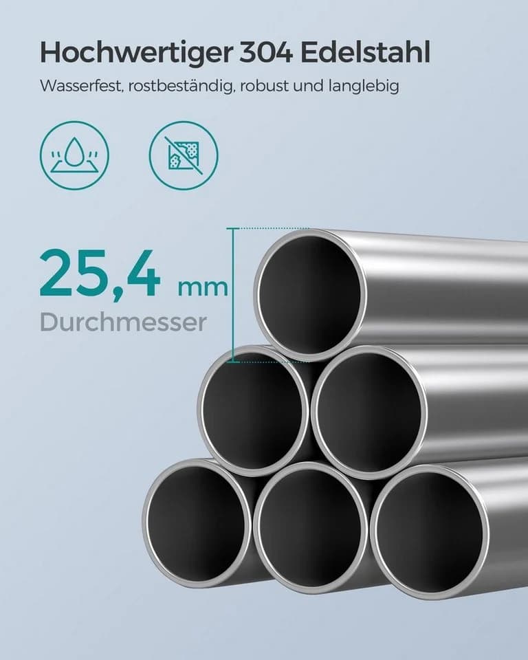 SONGMICS Duschablage Duschregal Höhenverstellbar 95-300cm 4 Ablagen 3 Haken - Bild 4