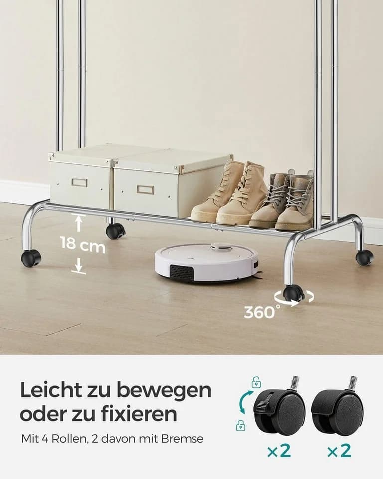 SONGMICS Kleiderständer Garderobenständer auf Rollen 100 kg belastbar - Bild 5
