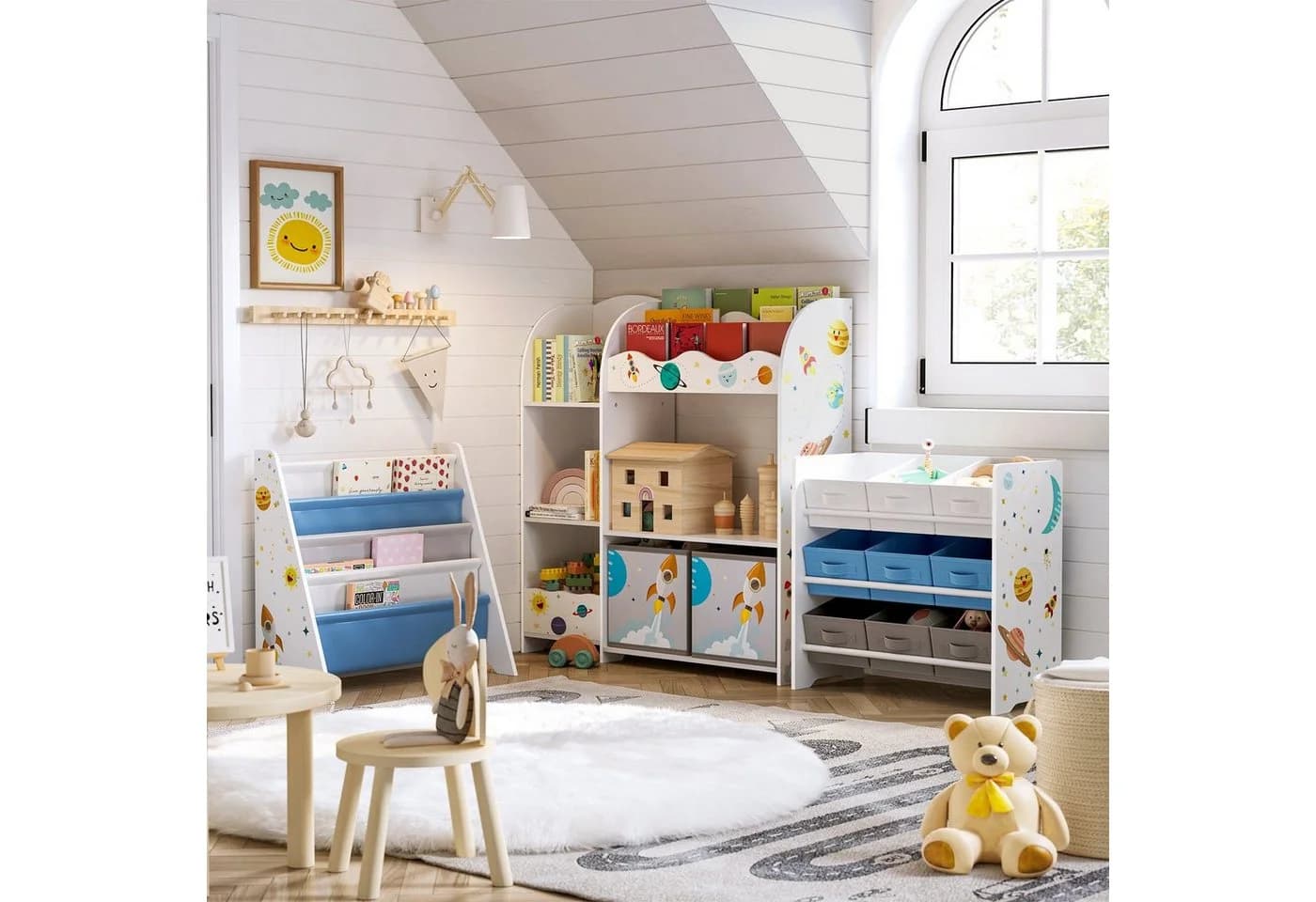 SONGMICS Spielzeugregal Kinder Bücherregal Weiß 3-in-1 - Bild 3