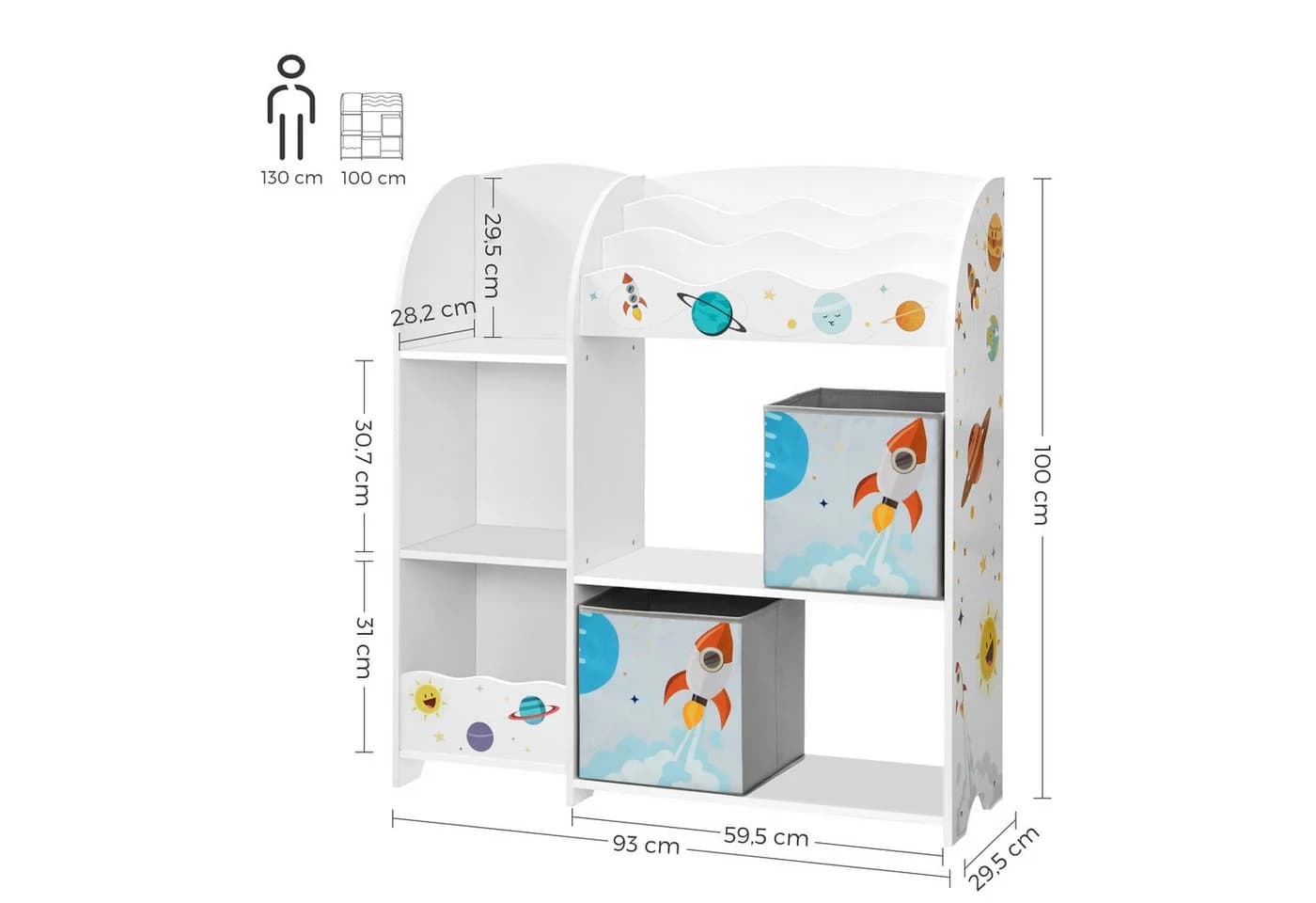 SONGMICS Spielzeugregal Kinder Bücherregal Weiß 3-in-1 - Bild 4