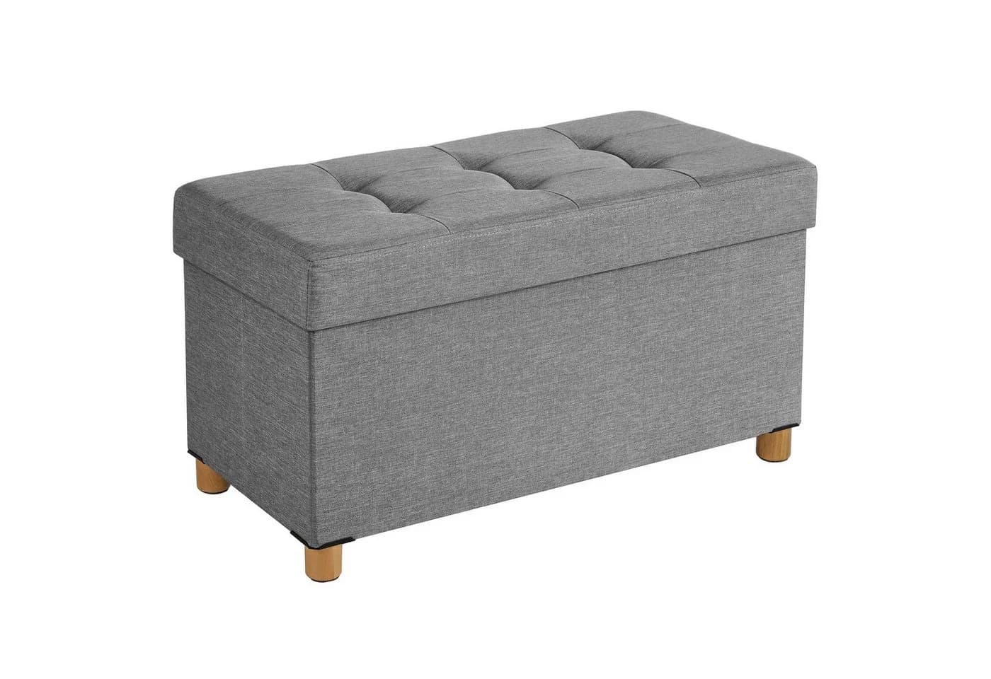 SONGMICS Sitzbank 76/110cm mit Stauraum, klappbare Sitztruhe, Fußbank - Bild 2