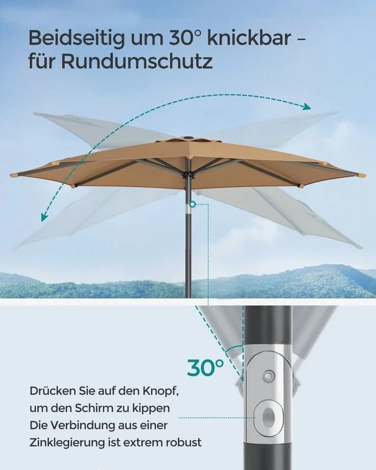 SONGMICS Sonnenschirm 300 cm UPF 50+ Beige - Bild 4