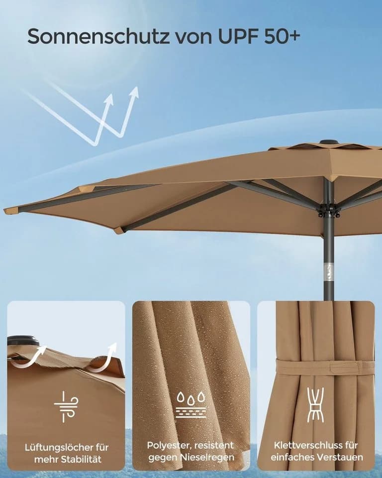 SONGMICS Sonnenschirm 300 cm UPF 50+ Beige - Bild 5