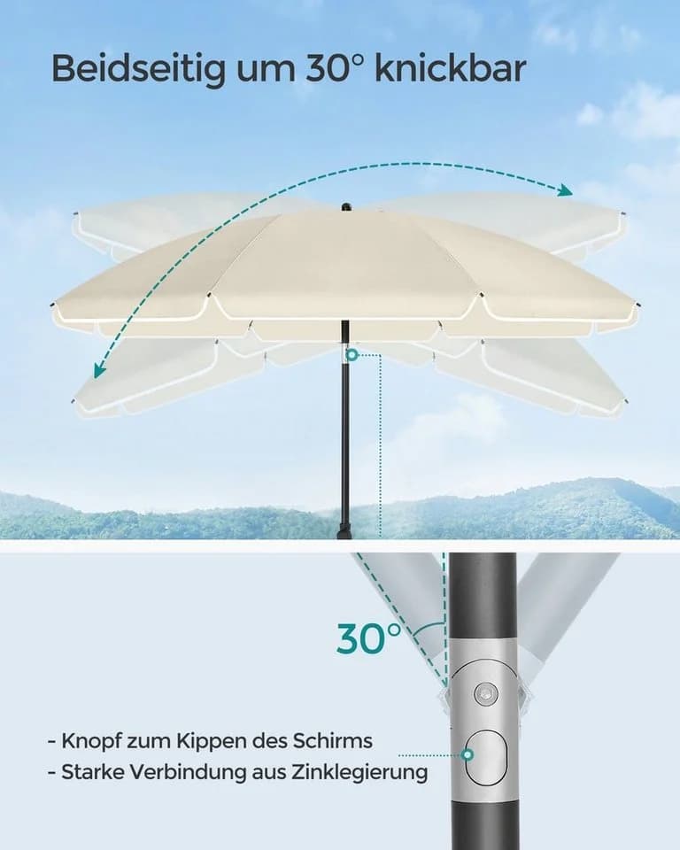 SONGMICS Sonnenschirm 160cm UPF 50+ Beige - Bild 3