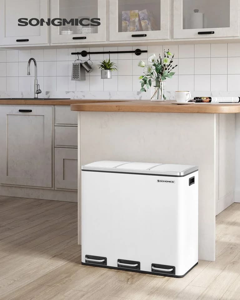 SONGMICS Mülltrennsystem 3x18L Weiß