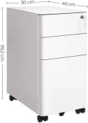 SONGMICS Aktenschrank Rollcontainer 3 Schubladen Stahl Weiß/Schwarz Bild 4