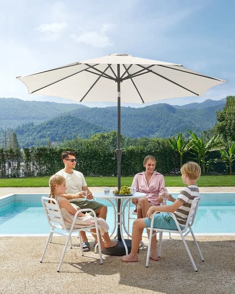 SONGMICS Sonnenschirm UPF 50+ Kurbel 264cm