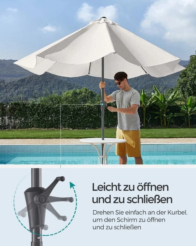 SONGMICS Sonnenschirm UPF 50+ Kurbel 264cm - Bild 3