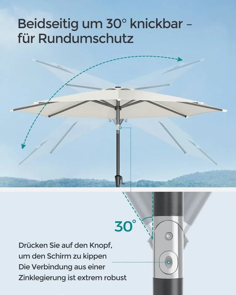 SONGMICS Sonnenschirm UPF 50+ Kurbel 264cm - Bild 4