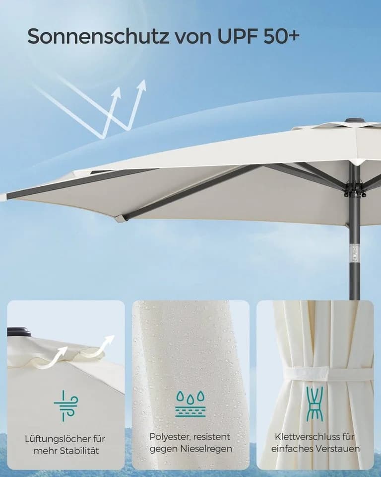 SONGMICS Sonnenschirm UPF 50+ Kurbel 264cm - Bild 5