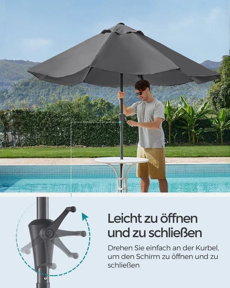 SONGMICS Sonnenschirm UPF 50+ mit Kurbel - Bild 3