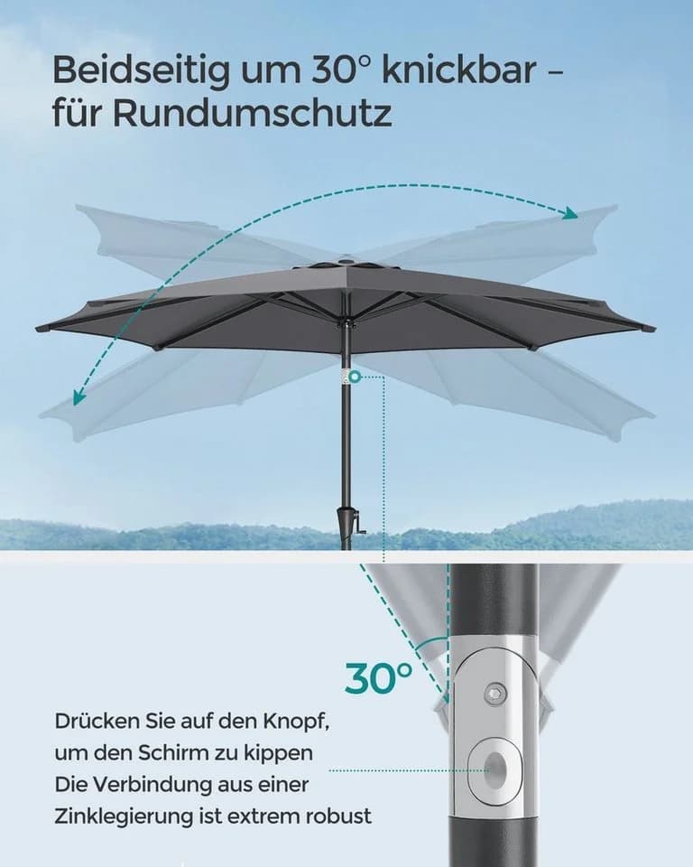 SONGMICS Sonnenschirm UPF 50+ mit Kurbel - Bild 4