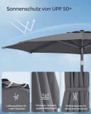 SONGMICS Sonnenschirm UPF 50+ mit Kurbel Bild 5