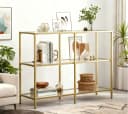 VASAGLE Konsolentisch Beistelltisch Flurtisch 100cm Hartglas Gold Bild 2