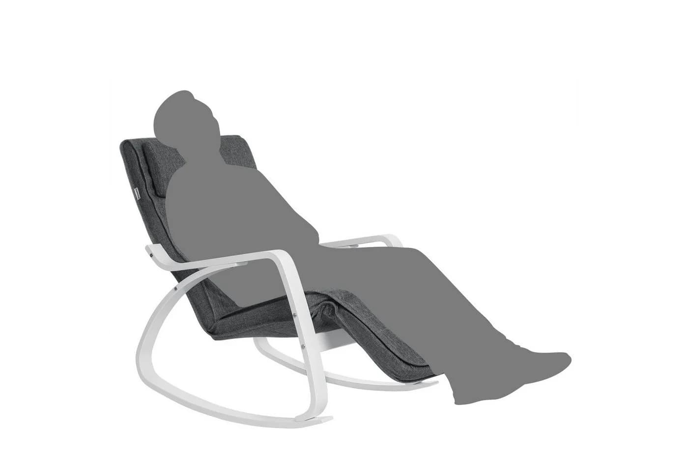SONGMICS Schaukelsessel Schaukelstuhl Relaxsessel Verstellbarer Fußstütze Grau - Bild 4
