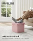 SONGMICS Sitzhocker 30x30x30cm Pastellrosa Faltbarer Hocker mit Stauraum Bild 3