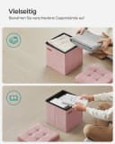 SONGMICS Sitzhocker 30x30x30cm Pastellrosa Faltbarer Hocker mit Stauraum Bild 5