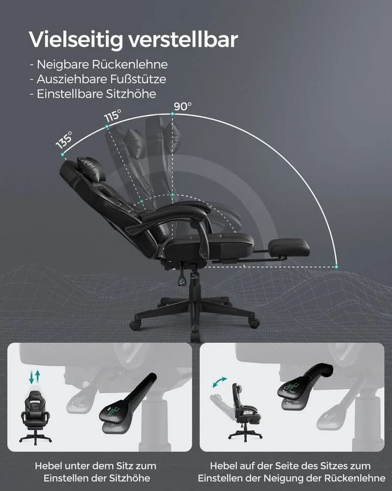 SONGMICS Gaming-Stuhl Ergonomischer Bürostuhl Home-Office - Bild 3