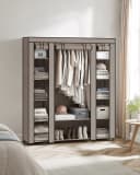 SONGMICS Kleiderschrank Stoffschrank mit Kleiderstange und 12 Ablagen Grau Bild 1