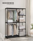 SONGMICS Kleiderständer, Kleiderschrank offen, 2 Hängefächer Schwarz Bild 1