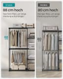 SONGMICS Kleiderständer, Kleiderschrank offen, 2 Hängefächer Schwarz Bild 4