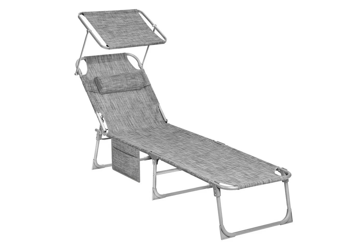 SONGMICS Gartenliege klappbar mit Kopfstütze und Seitentasche - Bild 2