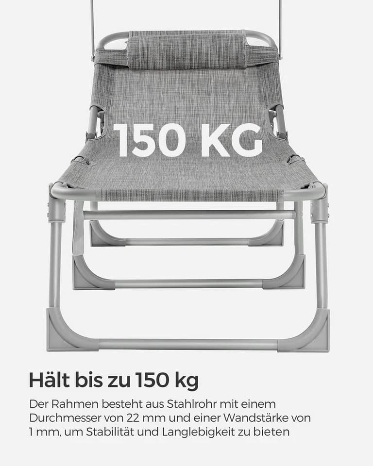 SONGMICS Gartenliege klappbar mit Kopfstütze und Seitentasche - Bild 5