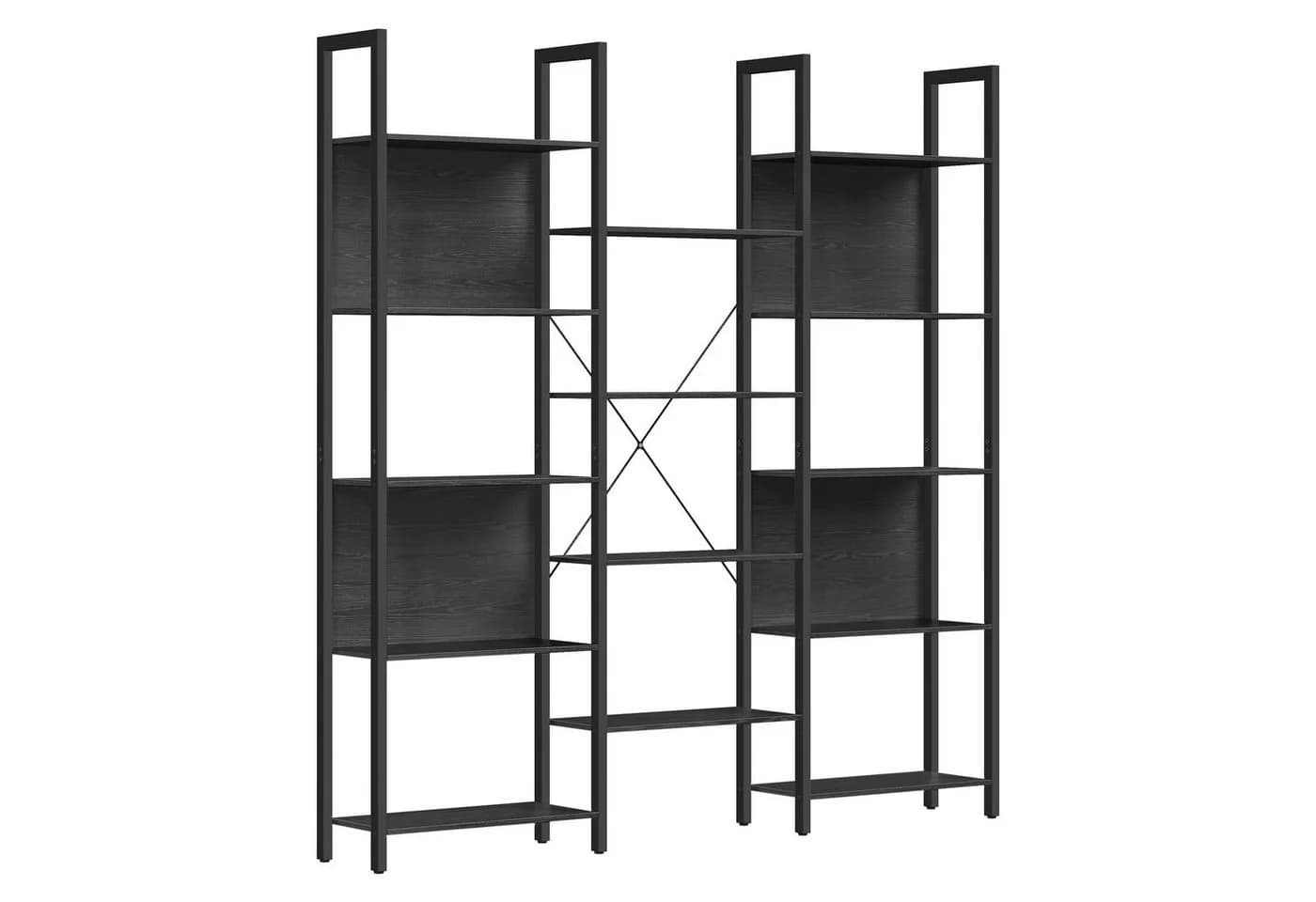 VASAGLE Bücherregal 14 Ablagen Metallrahmen Wohnzimmer Ebenholzschwarz - Bild 3
