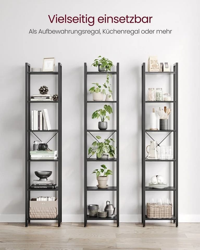VASAGLE Bücherregal 6 Ebenen Stahlrahmen Ebenholzschwarz - Bild 3