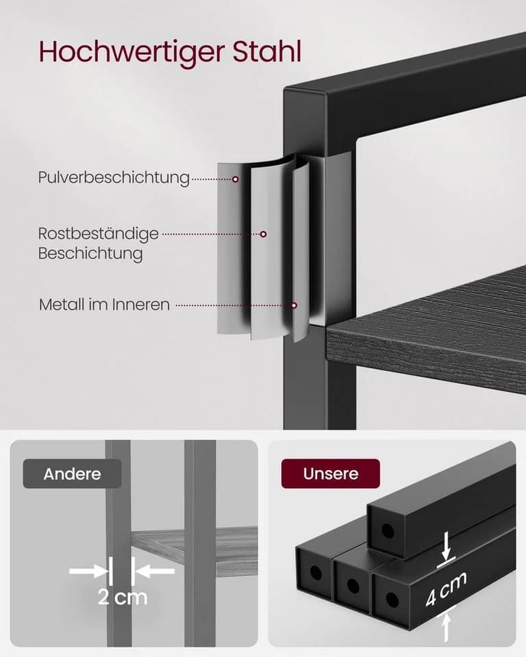 VASAGLE Bücherregal 6 Ebenen Stahlrahmen Ebenholzschwarz - Bild 4