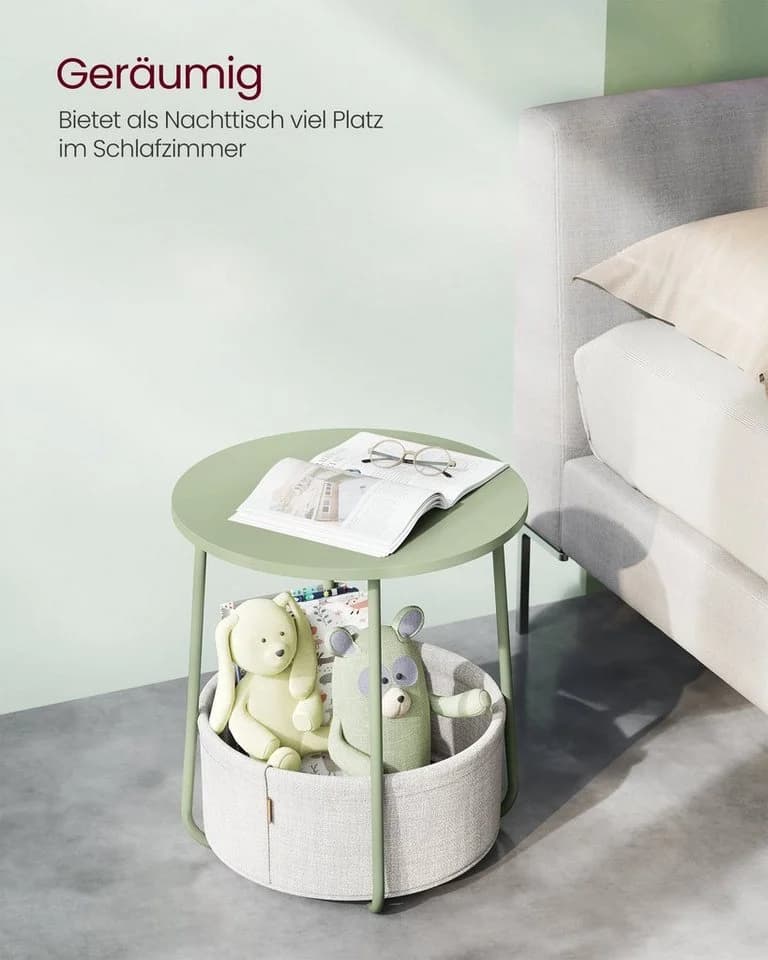 VASAGLE Beistelltisch Rund Couchtisch Lorbeergrün-Cremeweiß - Bild 3