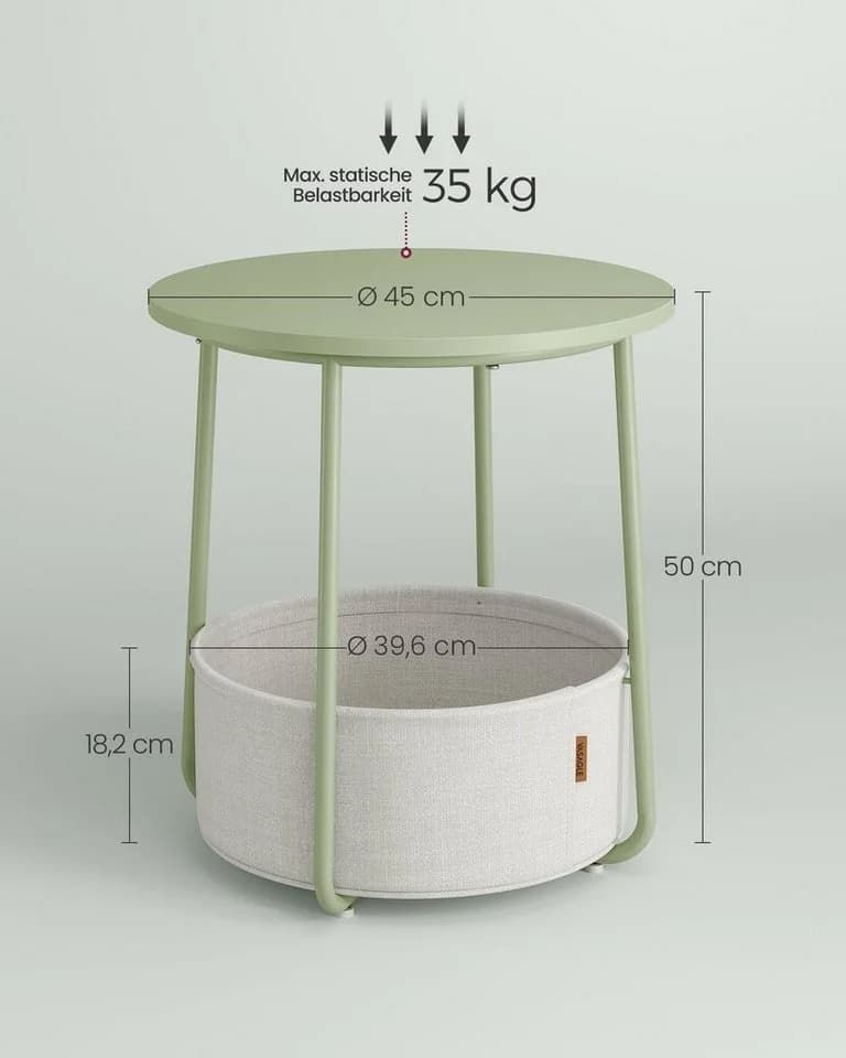 VASAGLE Beistelltisch Rund Couchtisch Lorbeergrün-Cremeweiß - Bild 4