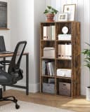 VASAGLE Bücherregal mit 8 Fächern, freistehend, Weiß/Eiche/Braun Bild 1