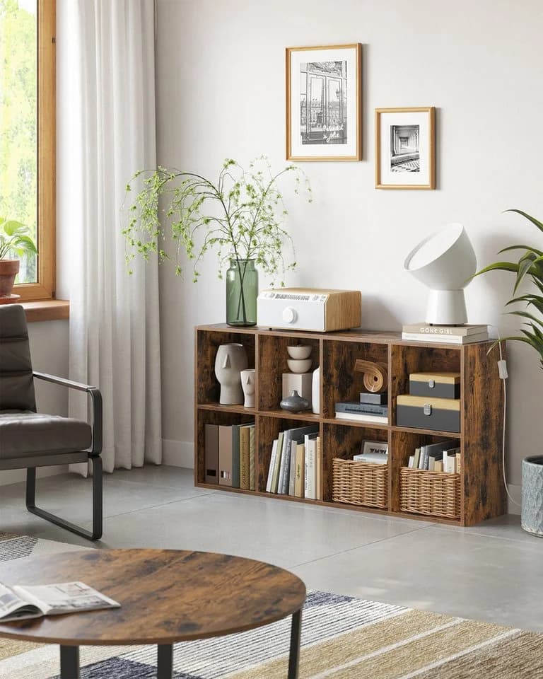 VASAGLE Bücherregal mit 8 Fächern, freistehend, Weiß/Eiche/Braun - Bild 3