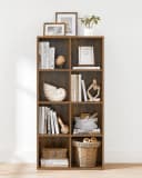VASAGLE Bücherregal mit 8 Fächern, freistehend, Weiß/Eiche/Braun Bild 4