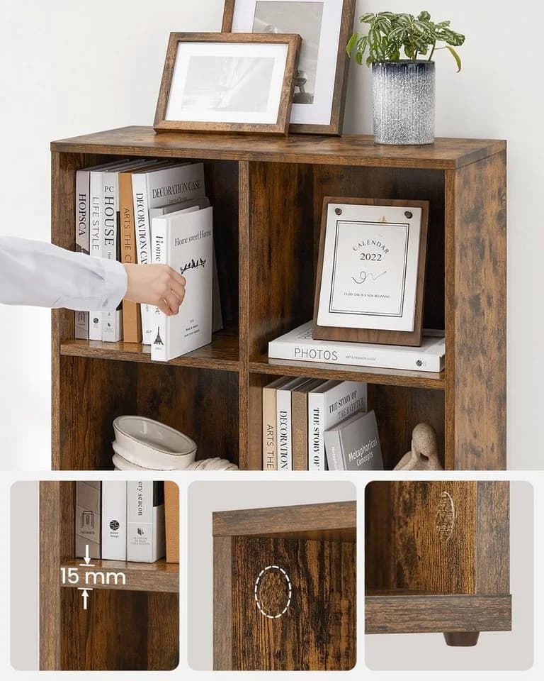 VASAGLE Bücherregal mit 8 Fächern, freistehend, Weiß/Eiche/Braun - Bild 5