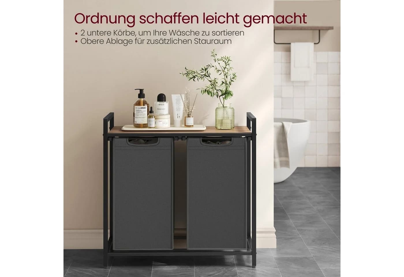 VASAGLE Wäschekorb 2 Wäschesäcke Oxford-Gewebe abnehmbar 2 x 46 L - Bild 3